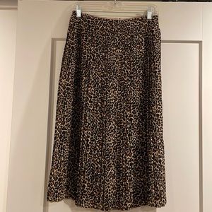 J. Crew Pleated Cheetah/Leopard/Animal print midi skirt